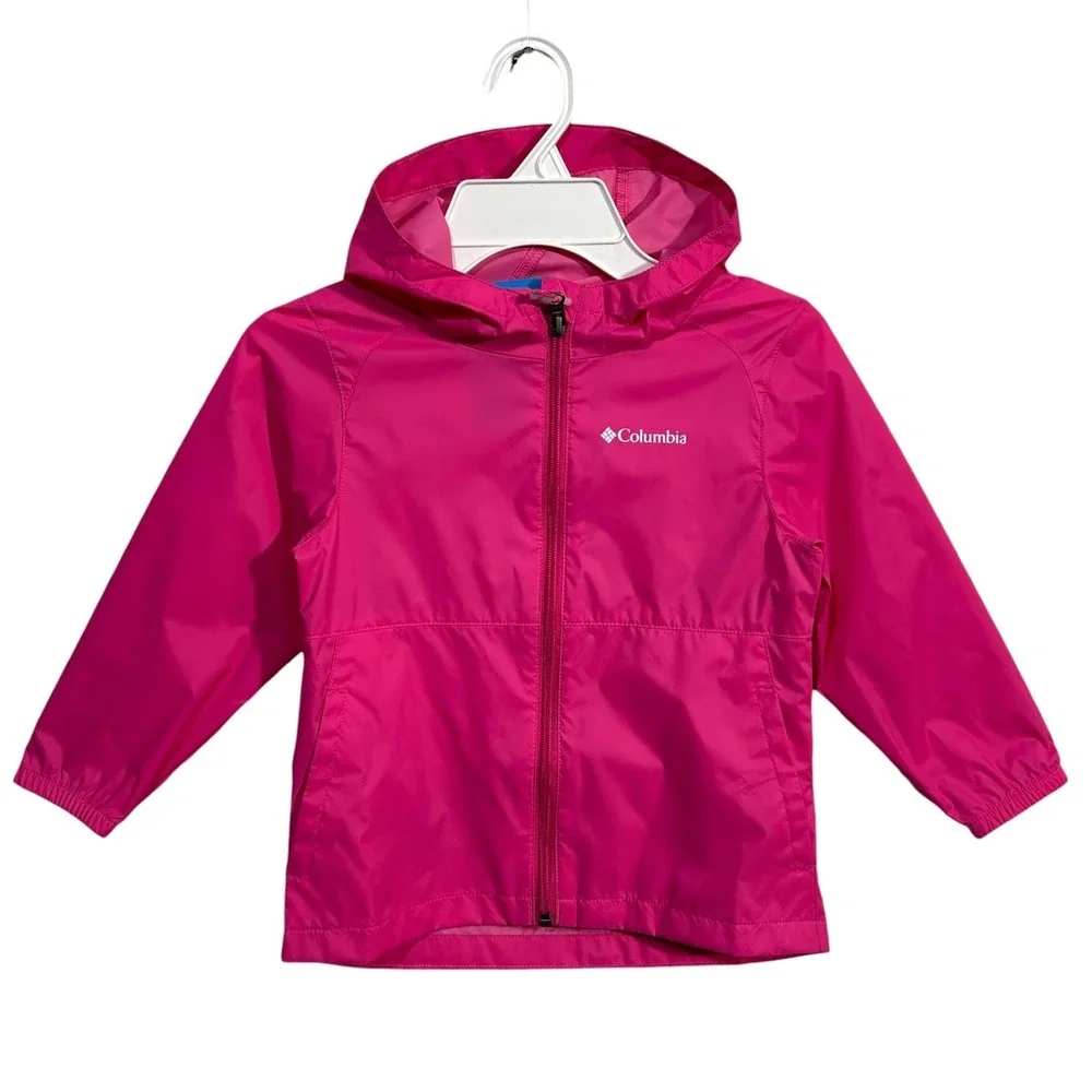 Columbia Girls Switchback II Hooded Rain Jacket Size 4T Pink Ice Full Zip